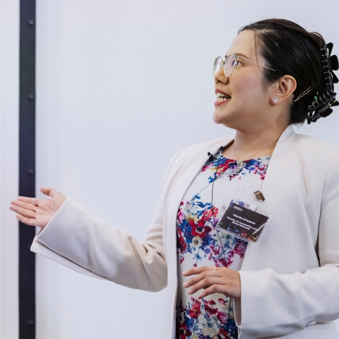 A student presenting at the Festival of Doctoral Research