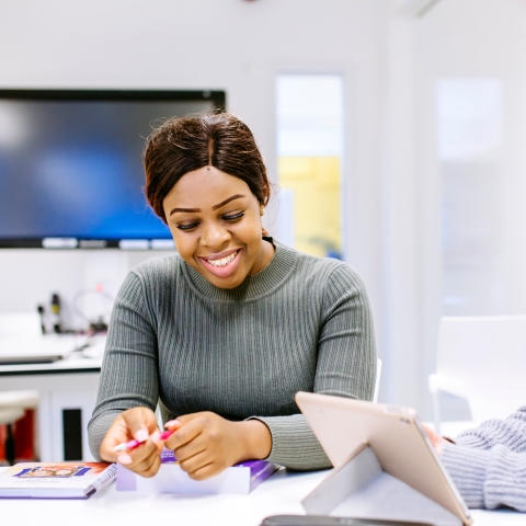 Female student smiling