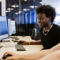 Two students typing on desktop computers
Technology Facilities Day One  - NOT FOR THIRD PARTY - CONSENT