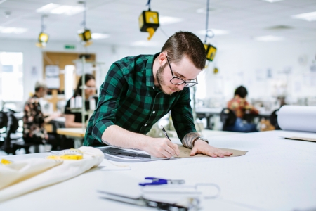Student in creative lab