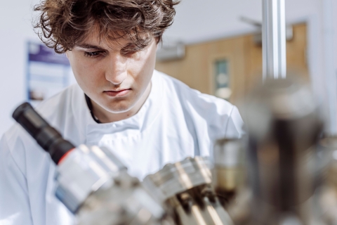 Student makes observations in the Technology Facilities